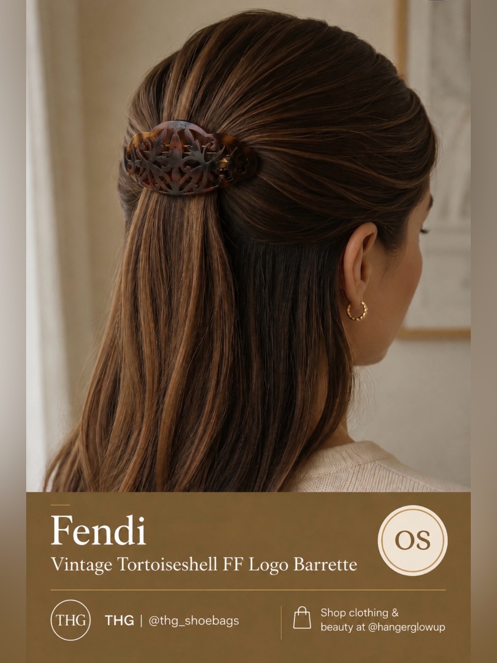 FENDI Vintage Tortoiseshell Hair Clip – Logo Stamped